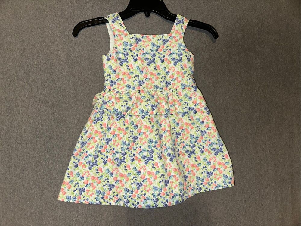 Janie and Jack Ditsy Floral Peplum Square Neck Sleeveless Dress Toddler Girls 4